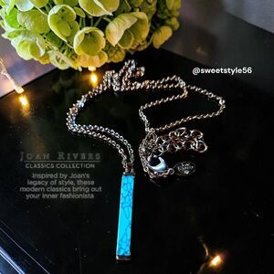 JOAN RIVERS Vintage Turquoise Marbled Bar Necklace CLASSIC CHIC!